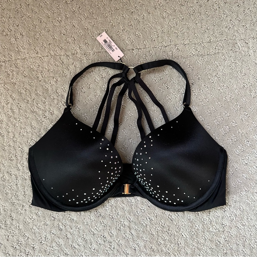 Victoria’s Secret Very Sexy Black Push Up Rhinestone Bra